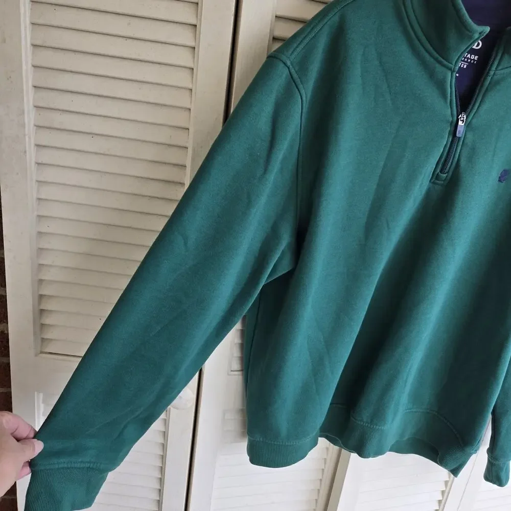 IZOD Advantage Performance Stretch Pullover Mens XL Green Fleece Lined 1/4 Zip